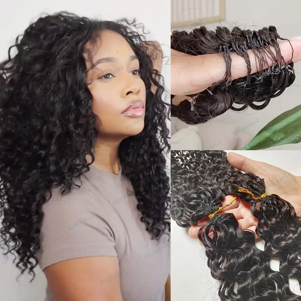 Rambut Manusia Crochet Loose Deep Wave 14-20 Inch, Tanpa Sambungan, Model Feather Crochet, 100% Rambut Manusia Asli