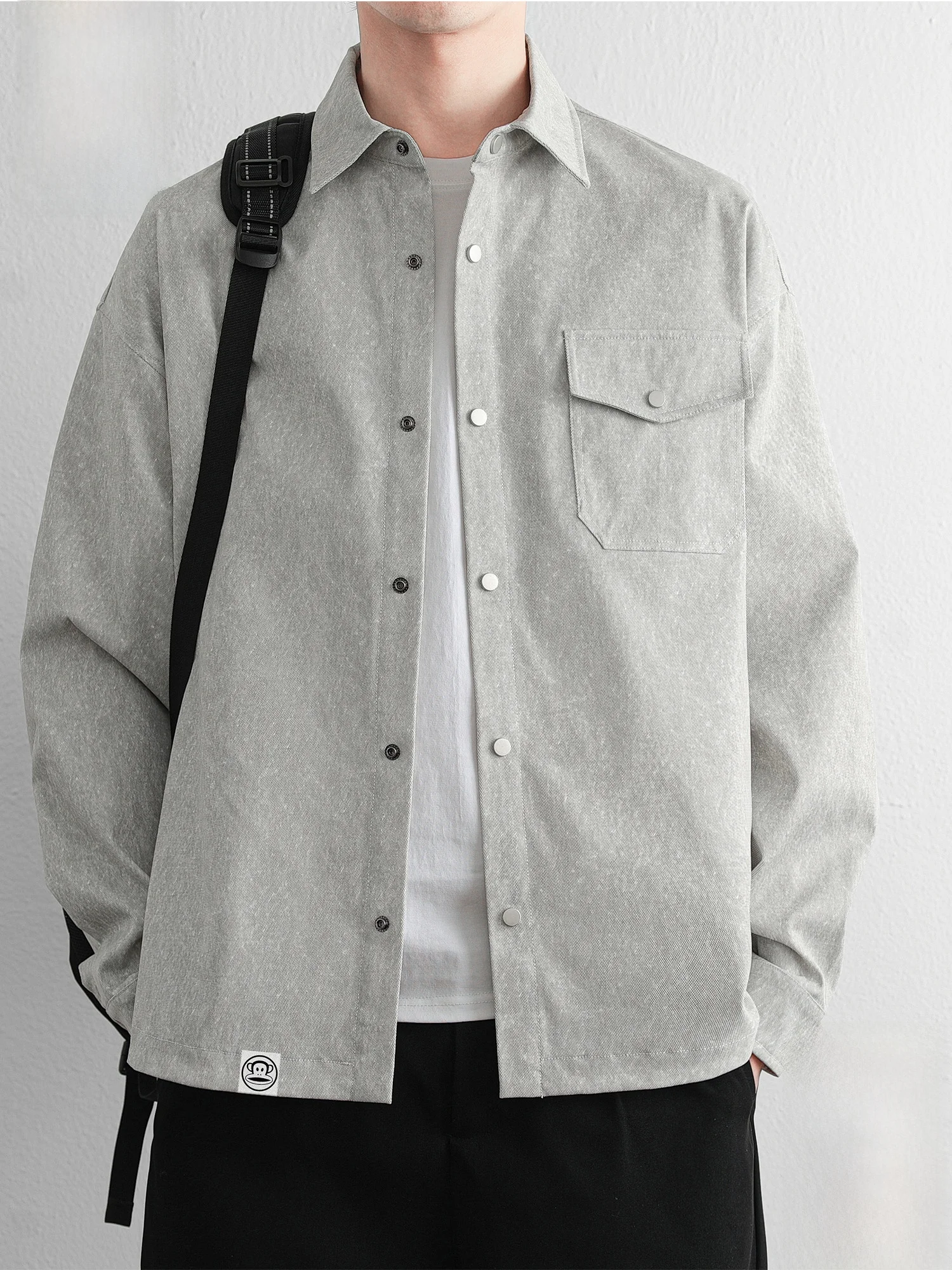 

Мужской повседневный кардиган Paul Frank свободного кроя с отложным воротником, длинными рукавами, из полиэстера, молодежный стиль, весна