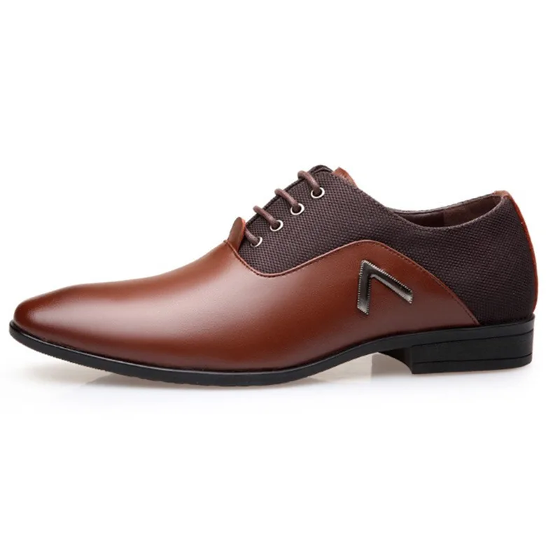 Classic Men Dress Shoes Lace-up PU Leather Shoes for Men Plus Size Point Toe Business Casual Men Formal Shoes for Wedding 2024