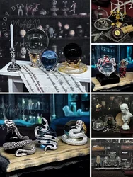 Doll House Mini Crystal Ball Spider Serpentine Crystal Ball Mini Mushroom Miniature Magic Props Blythe Dark Old Retro Decoration