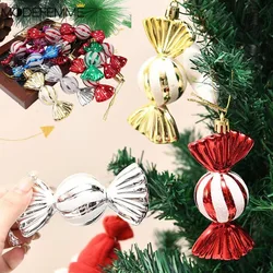 6Pcs Candy Cane Christmas Tree Hanging Decorations Lollipop Ornaments Pendants for Xmas Winter New Year Home Party Supplies