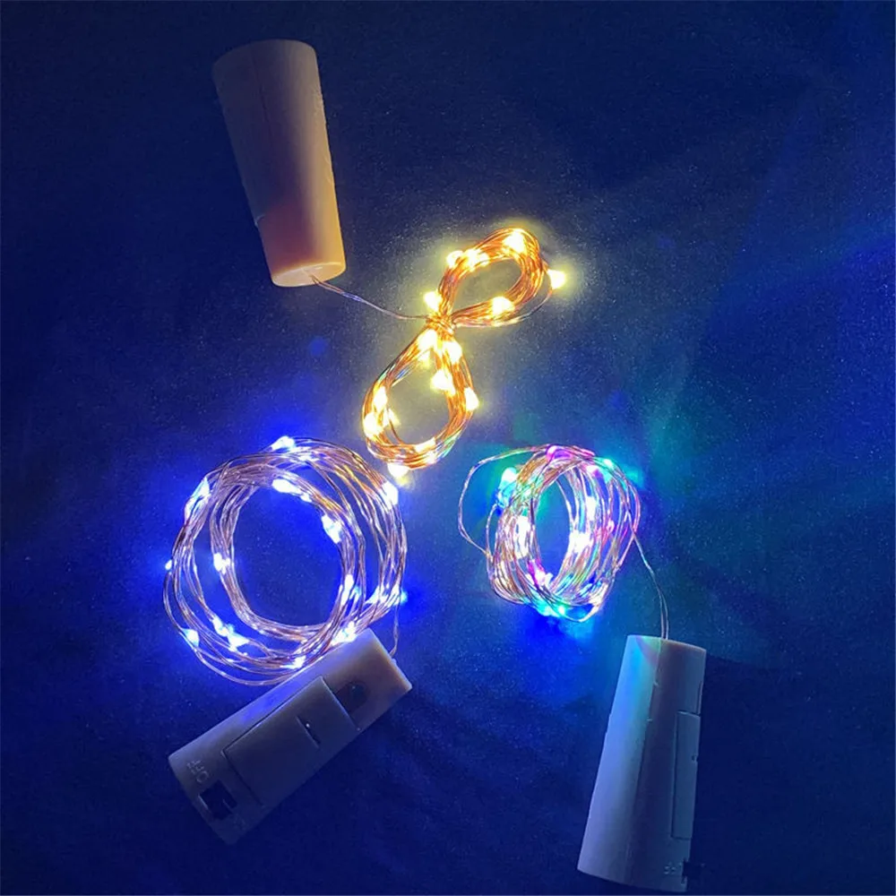 1pcs 1M 2M LED string lights Copper Silver Wire Fairy Light Garland Bottle Stopper For Glass Craft Wedding Christmas Decoration