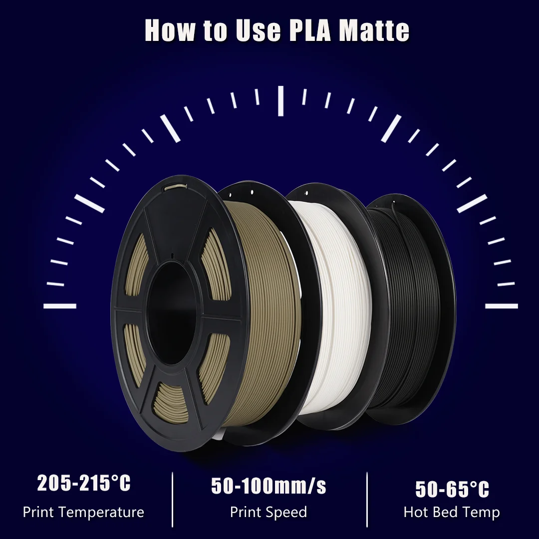 SUNLU-PLA Filamento fosco para impressora 3D, material 3D, alta transparência, 1,75mm, ± 0,03mm, 1KG, 2.2LBS, transporte rápido