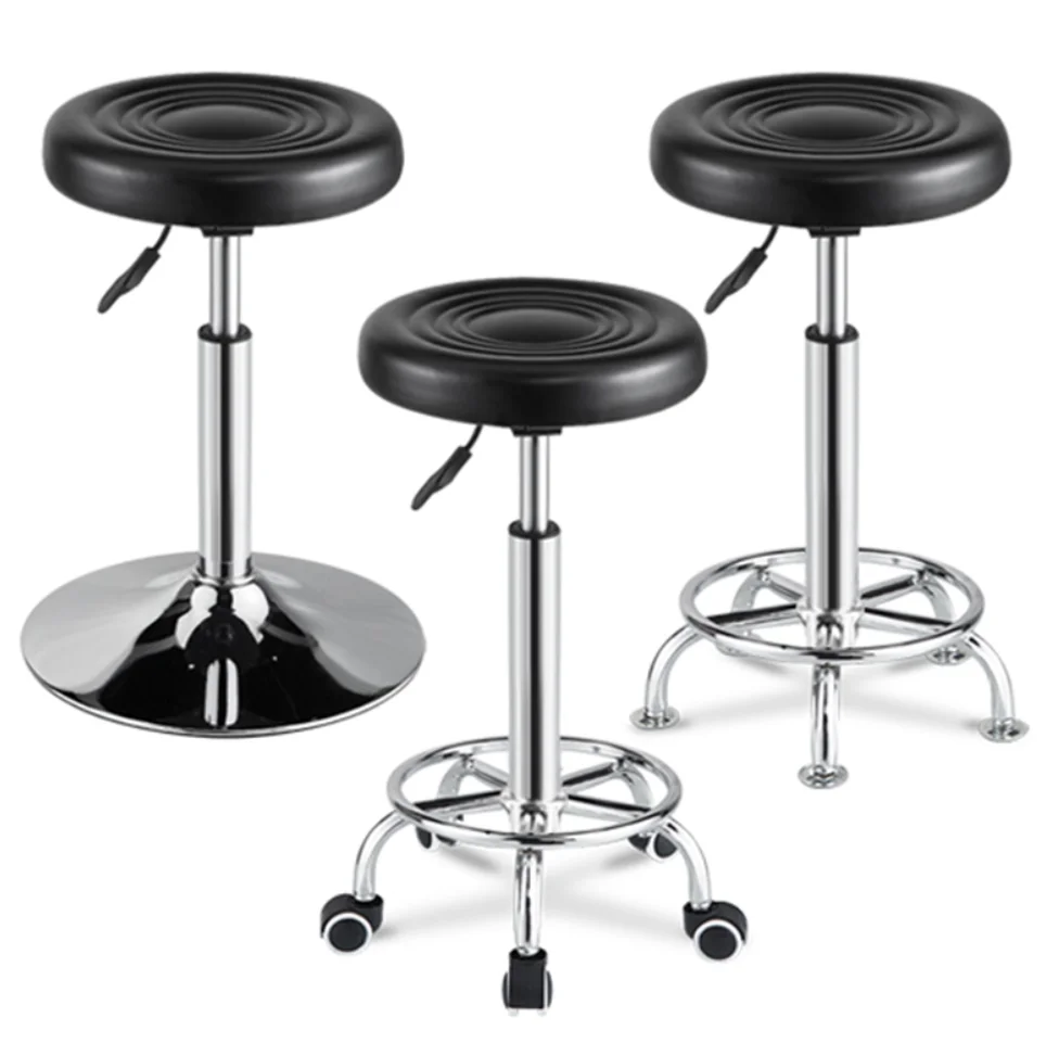 

Rotating High Bar Metal Stool with Front Desk Lifting Feature for Barber Shop Laboratory & Hospital Round Pulley Chair