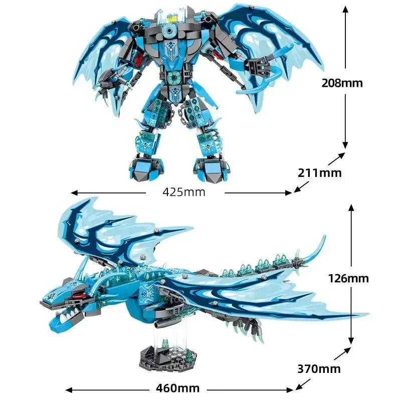 MOC Frost Dragon Mecha décennie s de construction pour enfants, dos transformable, assemblage, passe-temps, collection, cadeau d'anniversaire, jouet, en stock