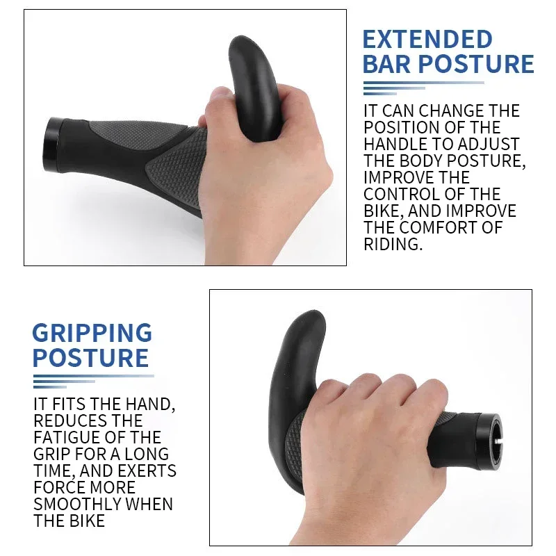 BUCKLOS Bicycle Hanslebar Grip Ergonomic MTB Bike Grips Sheep Horn Sub MTB Cuffs Extended Bar End Cycling Handle Grips