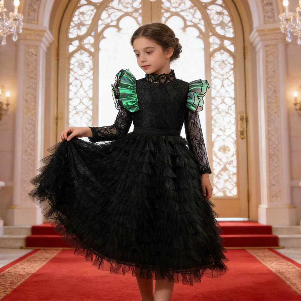 

Костюм для косплея Wicked Elphaba из фильма для Хэллоуина, детская одежда ведьмы + шапка, плащ, черное платье принцессы, праздничные платья для девочек