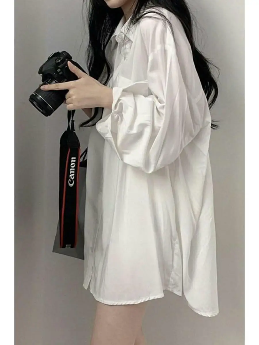 

2025 New Korean Sle Loose Long Sve Sun Protection irt Thin Summer BF Sle Student Top Faionable Pure Color irt