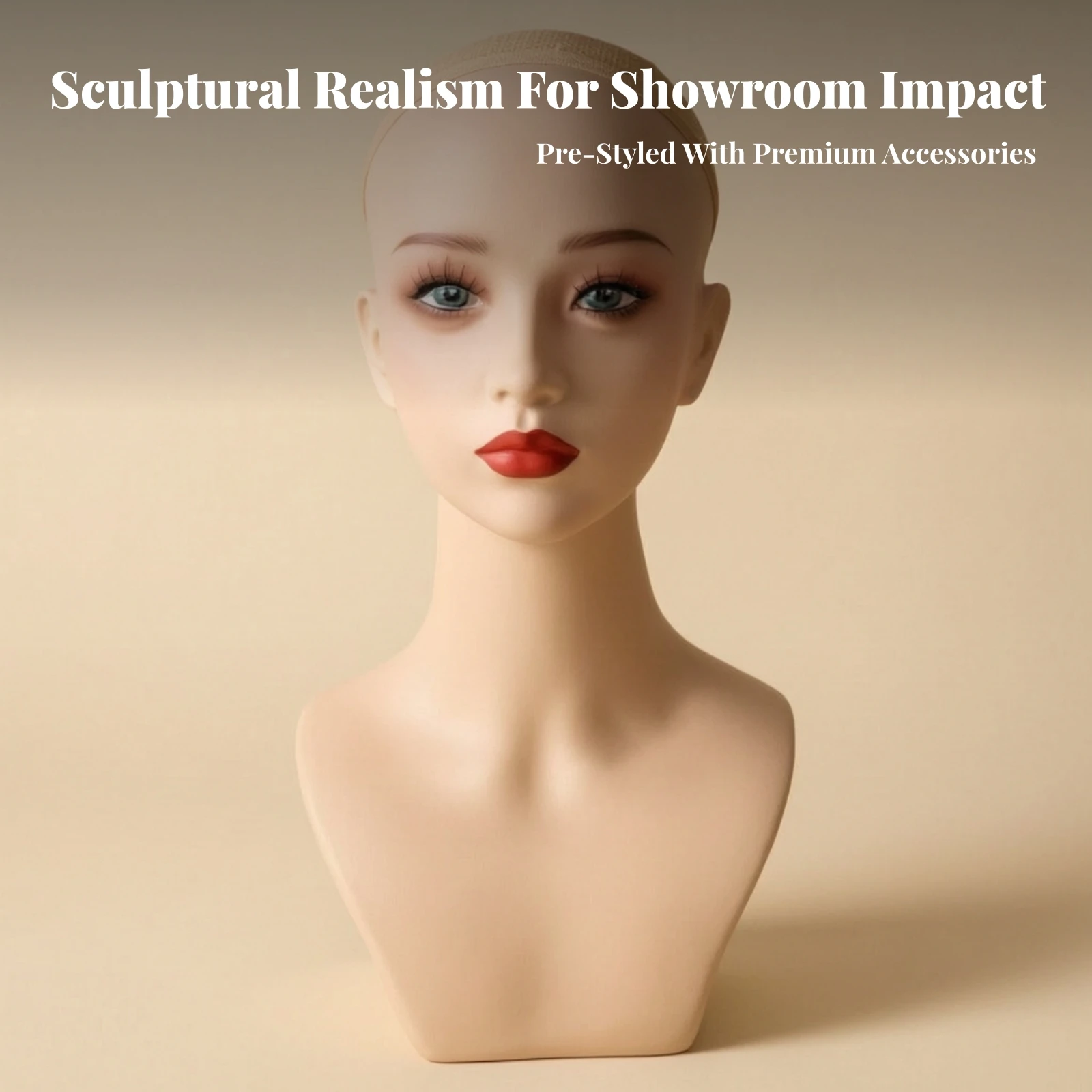 Mannequin Head with Shoulders Realistic Mannequin Bust with Torso Base Manikin Head with Shoulders Natural Smooth