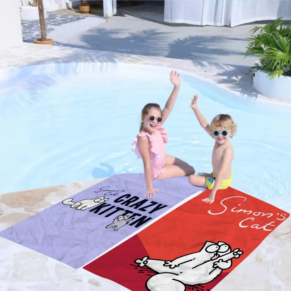 Simon S Cat Microfiber Beach Towel Absorbent Quick Dry Soft Yoga Swimming Resort Mountain Climbing Towel