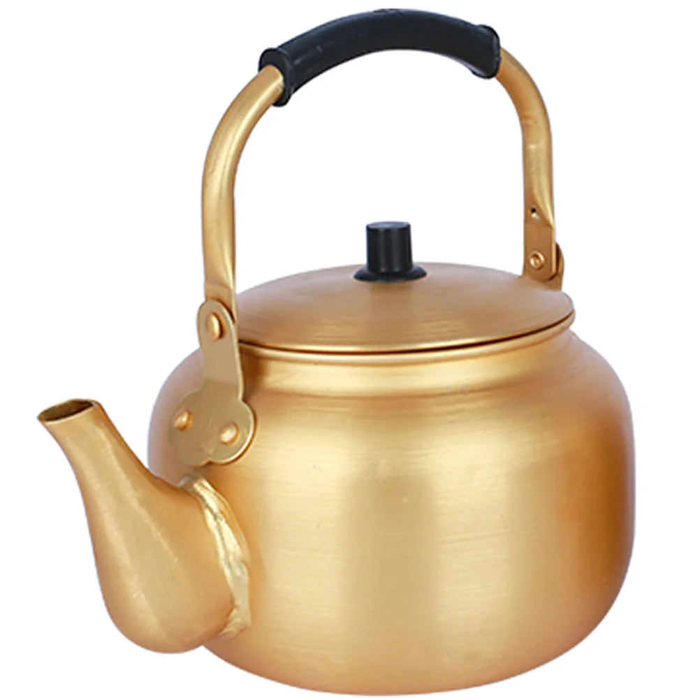 

Aluminum Pans Rice Jug Metal Stovetop Kettle Small Water Heater Boiling Teapot Boiler Golden Travel