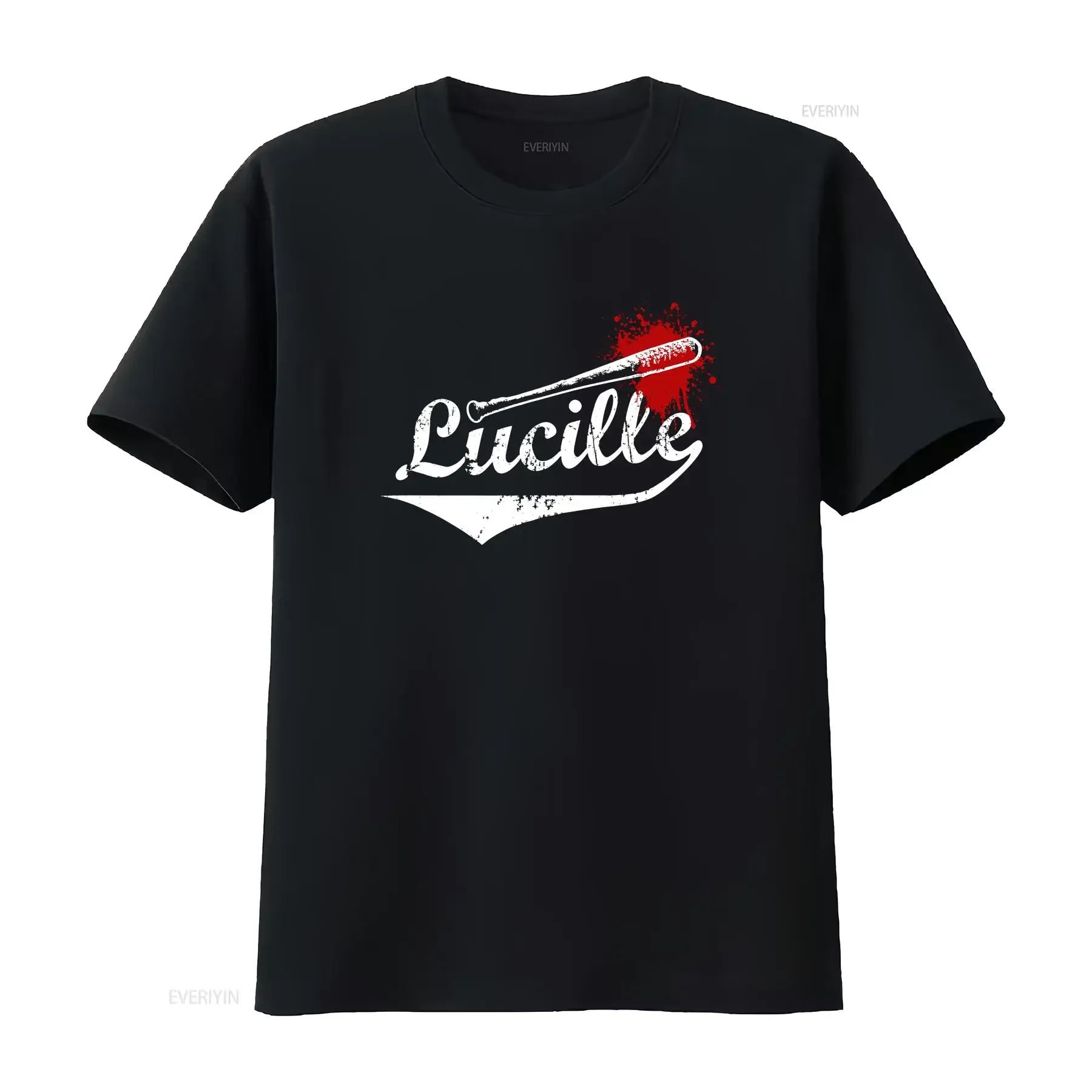 Camiseta vintage lavada para adultos con parodia de TV de Lucille Bat Blood Zombie Comics, transpirable, para uso diario, estilo streetwear.