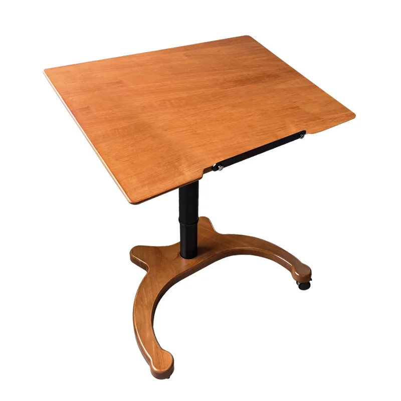 Lifting mobile foldable solid wood lifting table Home study office desk Sitting sofa Bedside computer table