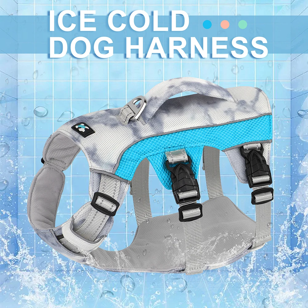 

Ice Cold Dog Harness Super Cool Nylon Dogs Vest Breathable Reflective Pet Harness Adjustable for Small Medium Large Dogs Pitbull