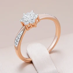 Kinel Hot Shiny Natural Zircon Crystal Flower Ring for Women 585 Rose Gold Silver Color Mix Ethnic Bride Wedding Fine Jewelry