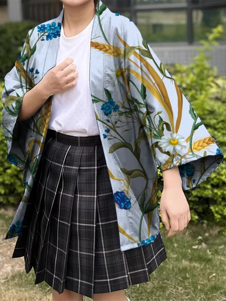 Summer Holiday Printed Japanese Kimono Asian Costume - Casual Holiday Fashion Women's Costume For Cosplay Or Plus Size Dress Up