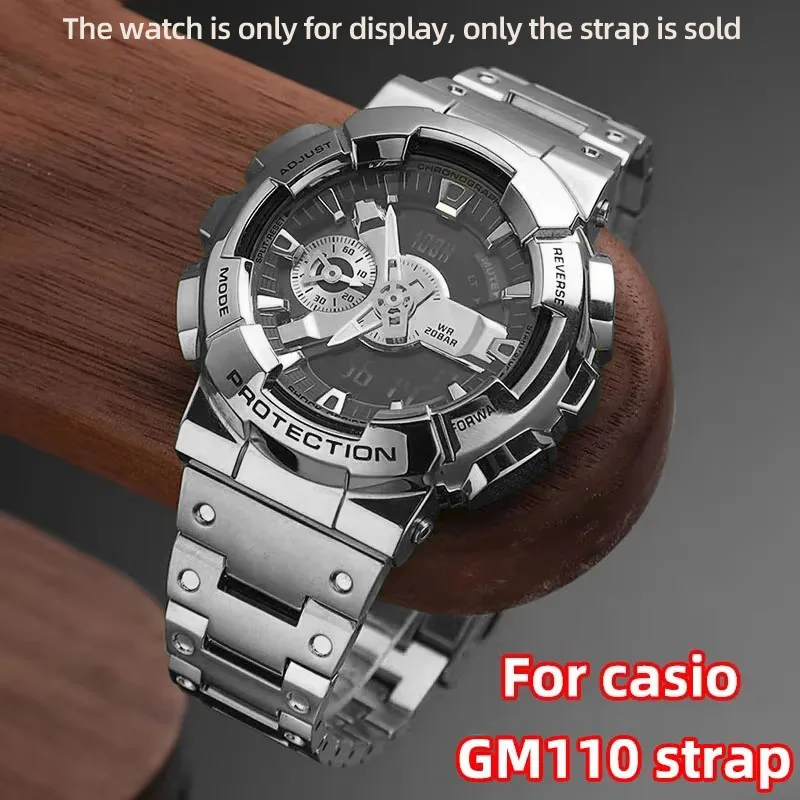 GM-110 Metal Watchband bracele For Casio G-SHOCK 5553 GM110 GM-110B-1APR GM-110G-1A Stainless Steel Strap Convex bracelet 16mm