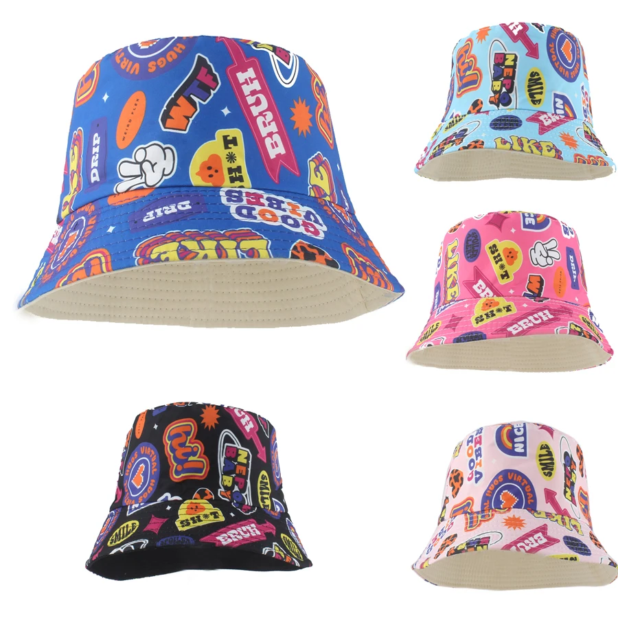 

Double Sided Baby Bucket Hat Cute Cartoon Children Boys Girls Panama Fisherman Cap Summer Outdoor Kids Sun Hat Gorras