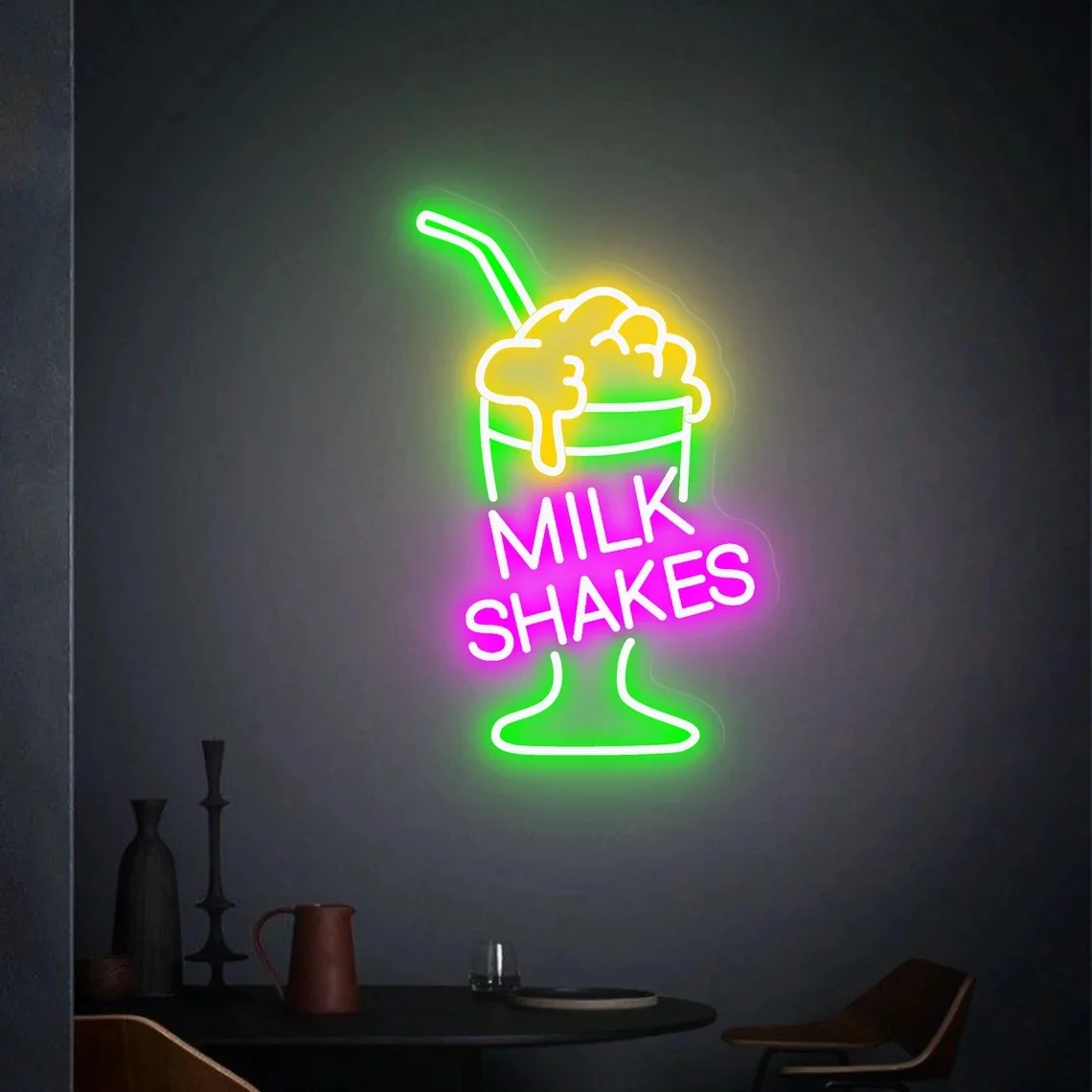 Imagem -02 - Custom Milk Shake Neon Sign Milkshake Sign Coffee Shop Bar Decor Drink Sign Shop Bubble Tea Decor Led Neon Light para Restaur