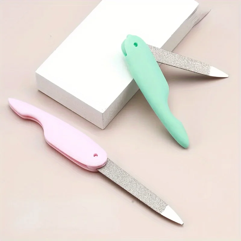 2/4Pcs Mini Bird Folding Nail File Washed and Polished Manicure File Double Sided Frosted Abs Plastic Material Nail Art Tools