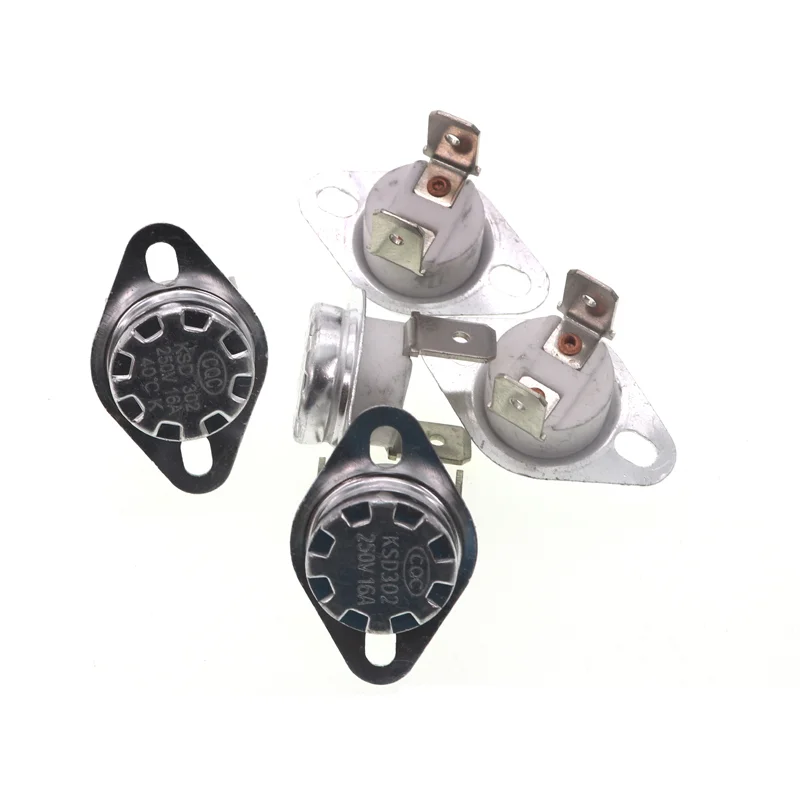 2PCS KSD302 16A 250V 40-200 Degrees Ceramic KSD301 Normally Closed Temperature Switch Thermostat 95 55 60 70 180 130 200