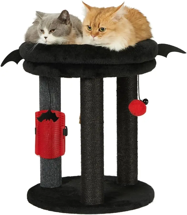 

MECOOL 4in1 Small Cat Tree,Scratching Post with Tower Soft Bed, Sisal Carpet Jute Posts with Three Hanging Ball Toys and Massage
