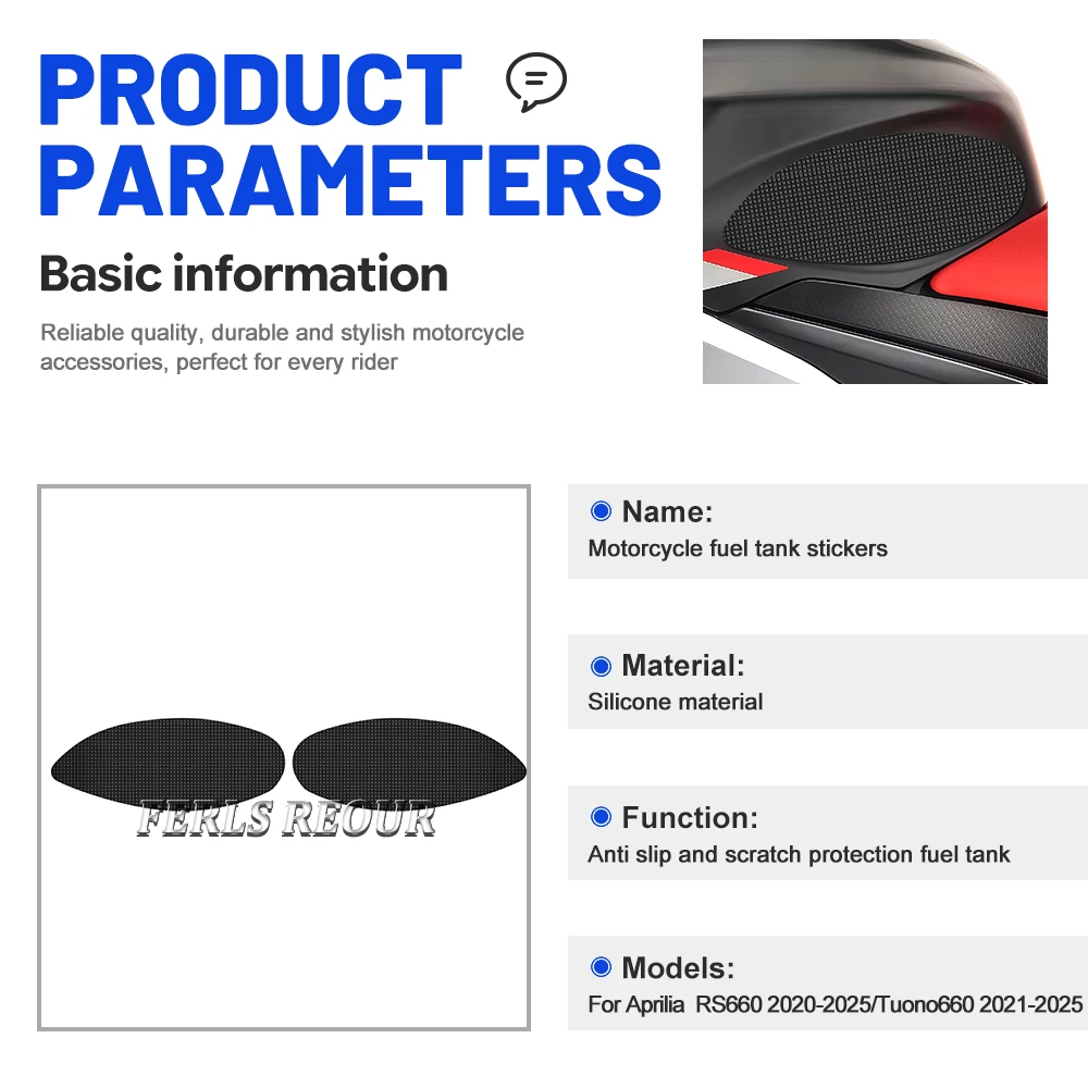 Universal Motorcycle Gas Tank Protector Pad for APRILIA RS 660 2020-2025 - Slip Proof