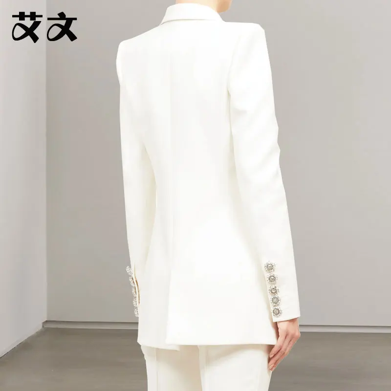 Allingentle Double-Breasted White Women's 2 Piece Set Business Suit Elegant Pantsuit Set for Party Office Outfits Customize