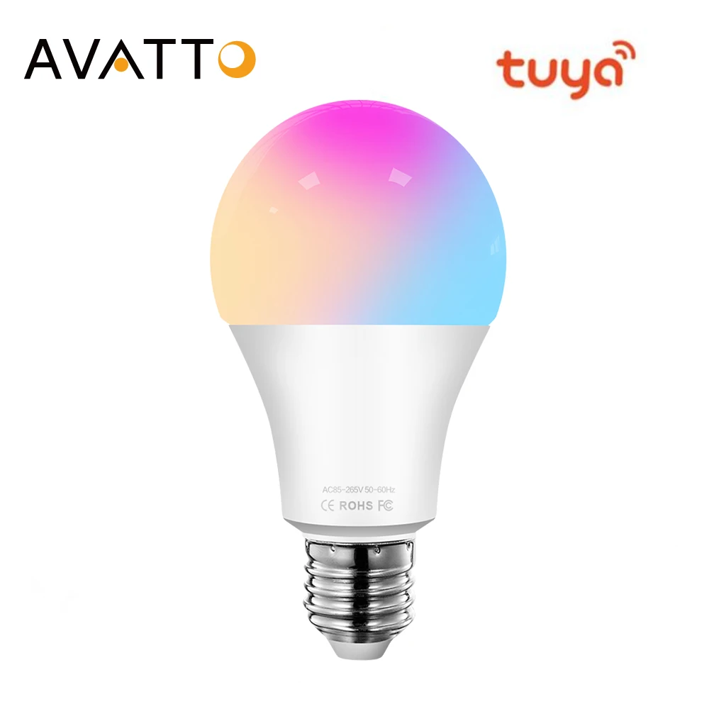 AVATTO Tuya Smart WiFi E27 Smart Dimmable Bulb RGBCW 100-240V 15W LED Light,Smart Life App Control Support Alexa Google Home