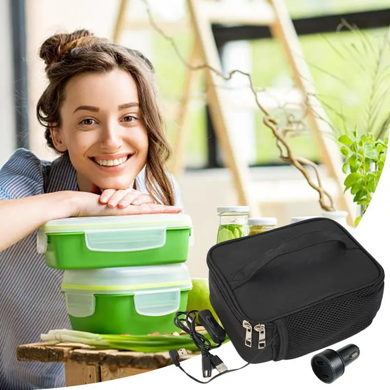 

Портативный подогреватель пищи, подогреваемый Ланч-бокс, контейнер для горячего обеда, различные продукты, автомобильная сумка для обеда 2 в 1, с подогревом и изолированной сумкой