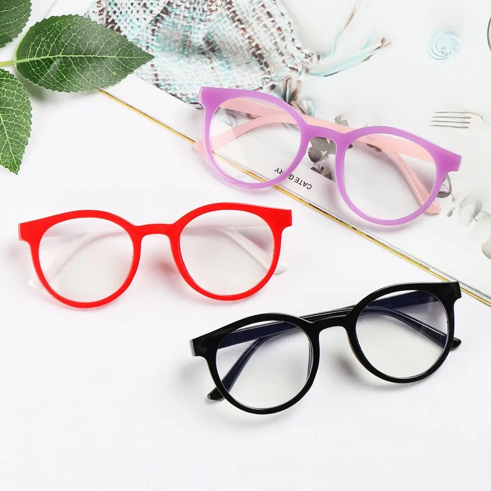 Portable Glasses Protection Online Classes Kids Glasses Anti-blue Light Round Eyeglasses Ultra Light Frame