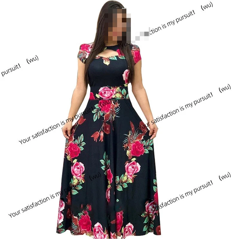 Gaun cetak digital gaya fashion seksi, gaya fashion Eropa dan Amerika, gaun swing.