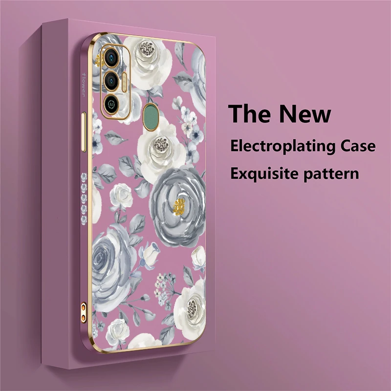 جراب هاتف لهاتف انفينيكس تكنو سبارك 6 Go 2024 2023 2022 2021 20 20C 7 8 10 Pro 8C 7T 5 غطاء سيليكون مطبوع عليه زهور الهواء