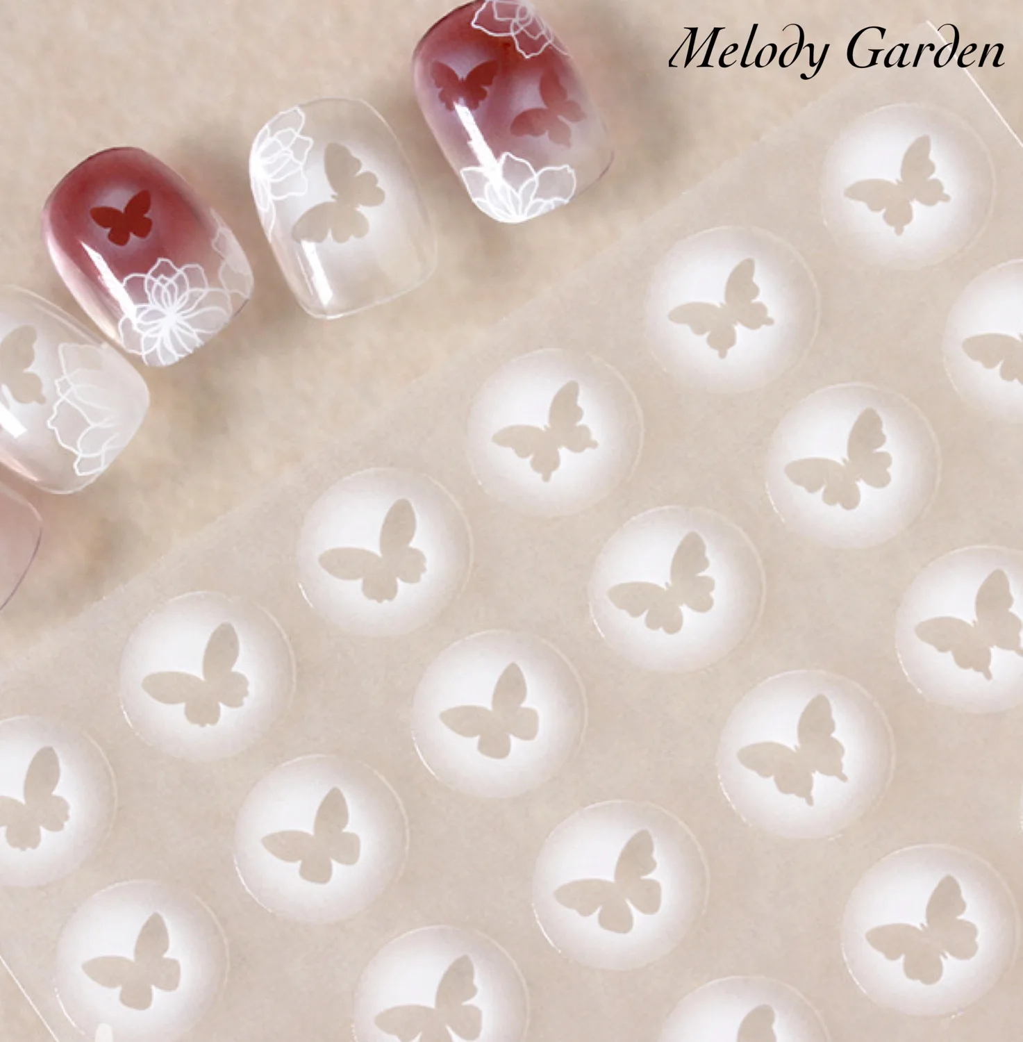 

Elegant Heart & Stars Nail Decals - White Gradient Hollow Design, Self-Adhesive Nail Art Stickers, Romantic Manicure Accents