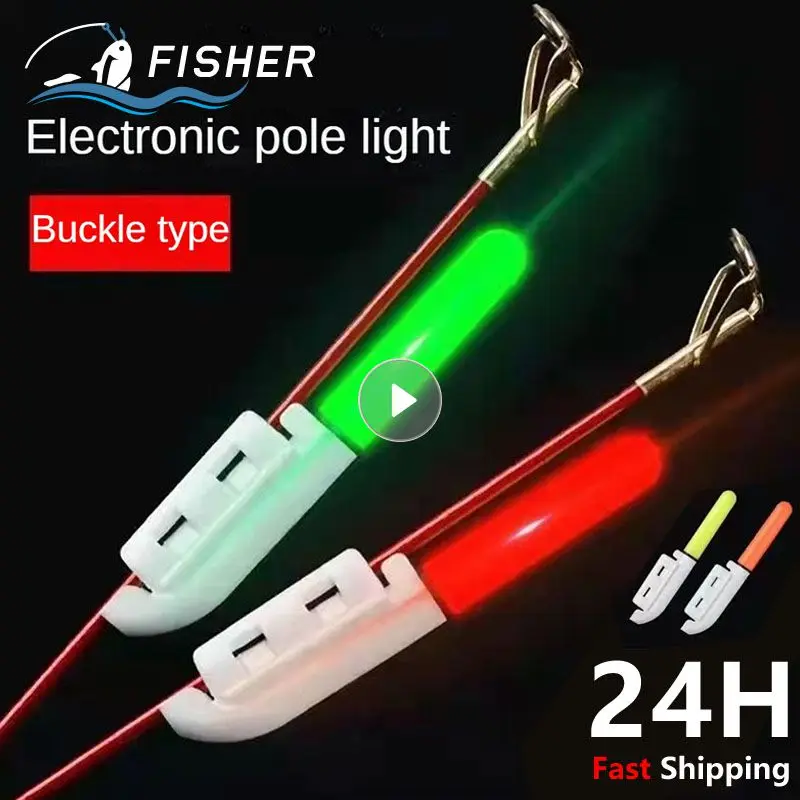 1pcs Fishing Electronic Rod With Battery Clip On Fishing Rod Glowing Lamp  Battery Waterproof Night Fishing Tackle Fishing Tool