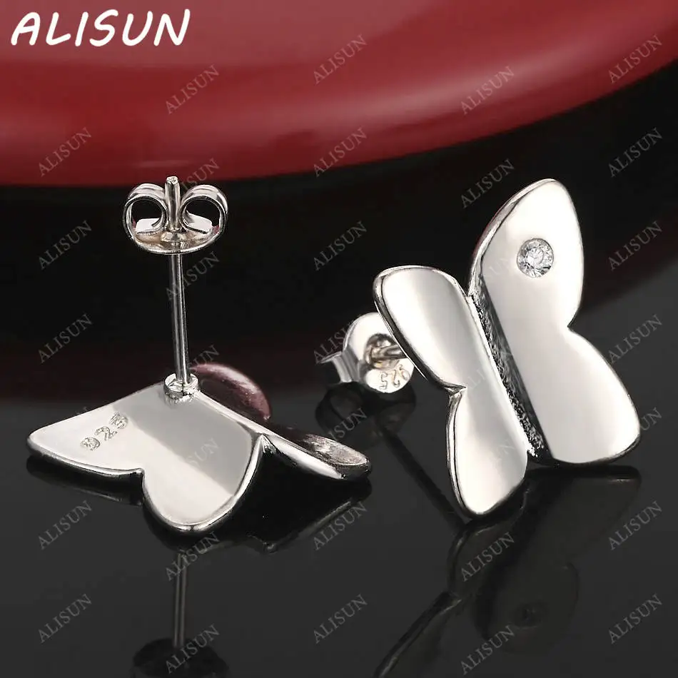 

ALISUN 925 Sterling Silver Zircon Butterfly Earring Stud Earrings For Women Charm Trend Birthday Gift Fashion Party Fine Jewelry