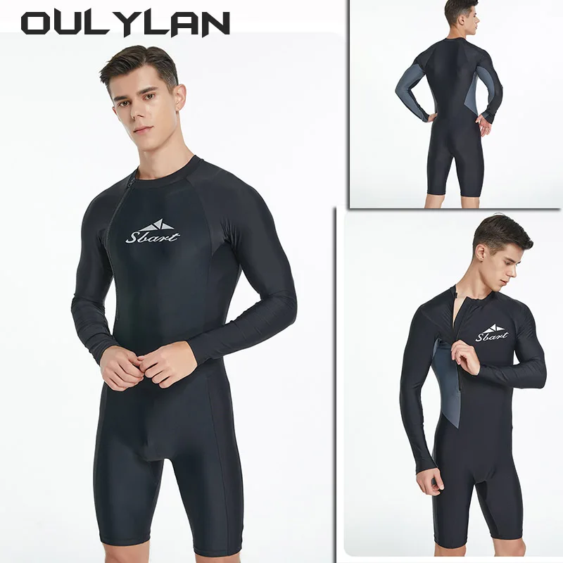 

Oulylan Men One-piece Swimsuit Tight Fitting Long Sleeved Sun Protection Quick Drying Wetsuit Spearfishing Swimming Surfing Suit