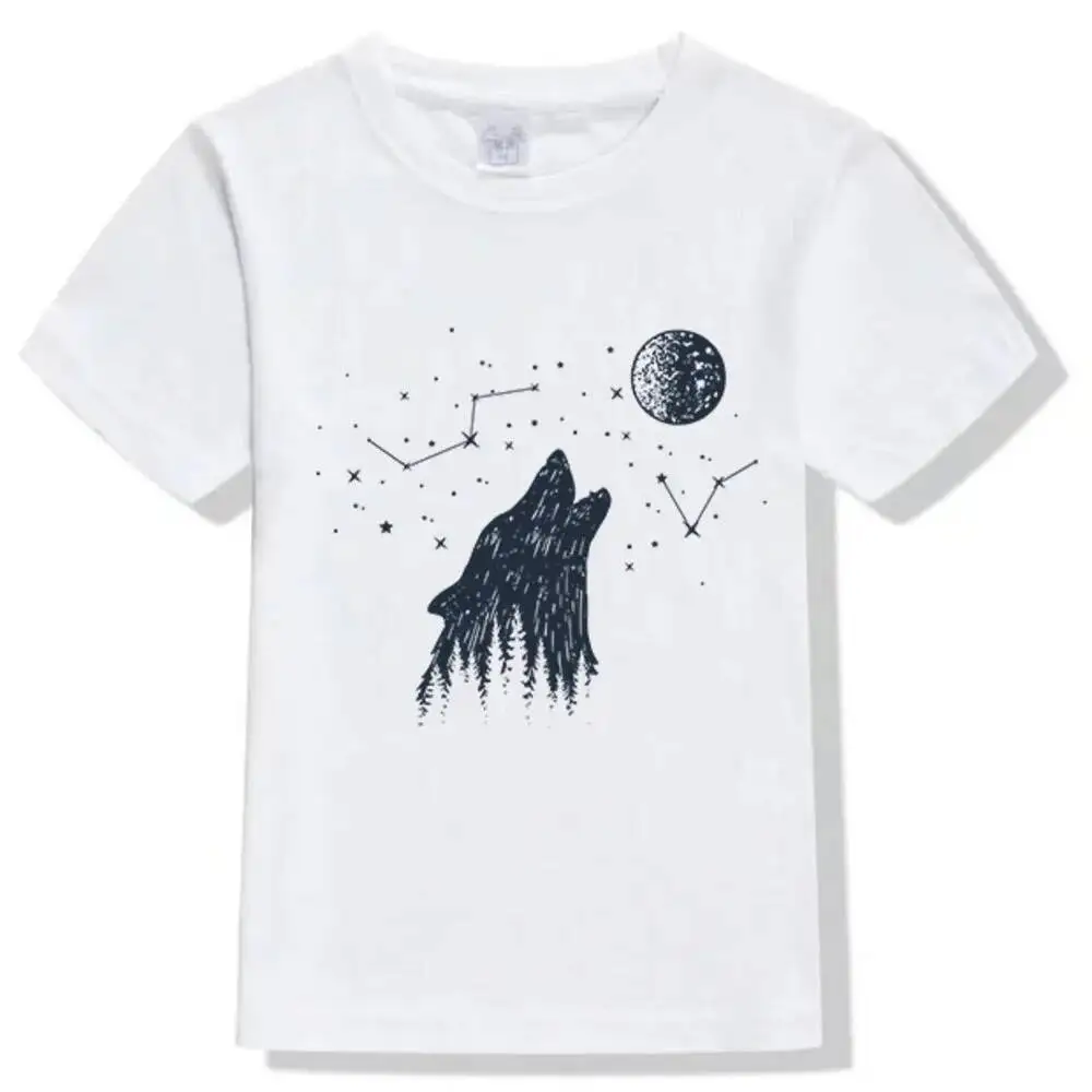 White Black Animal Heat Transfer Sticker Diy Iron On Moon Night Wolf Bear T-shirt Applique Vinyl Patch Stickers Thermal Press