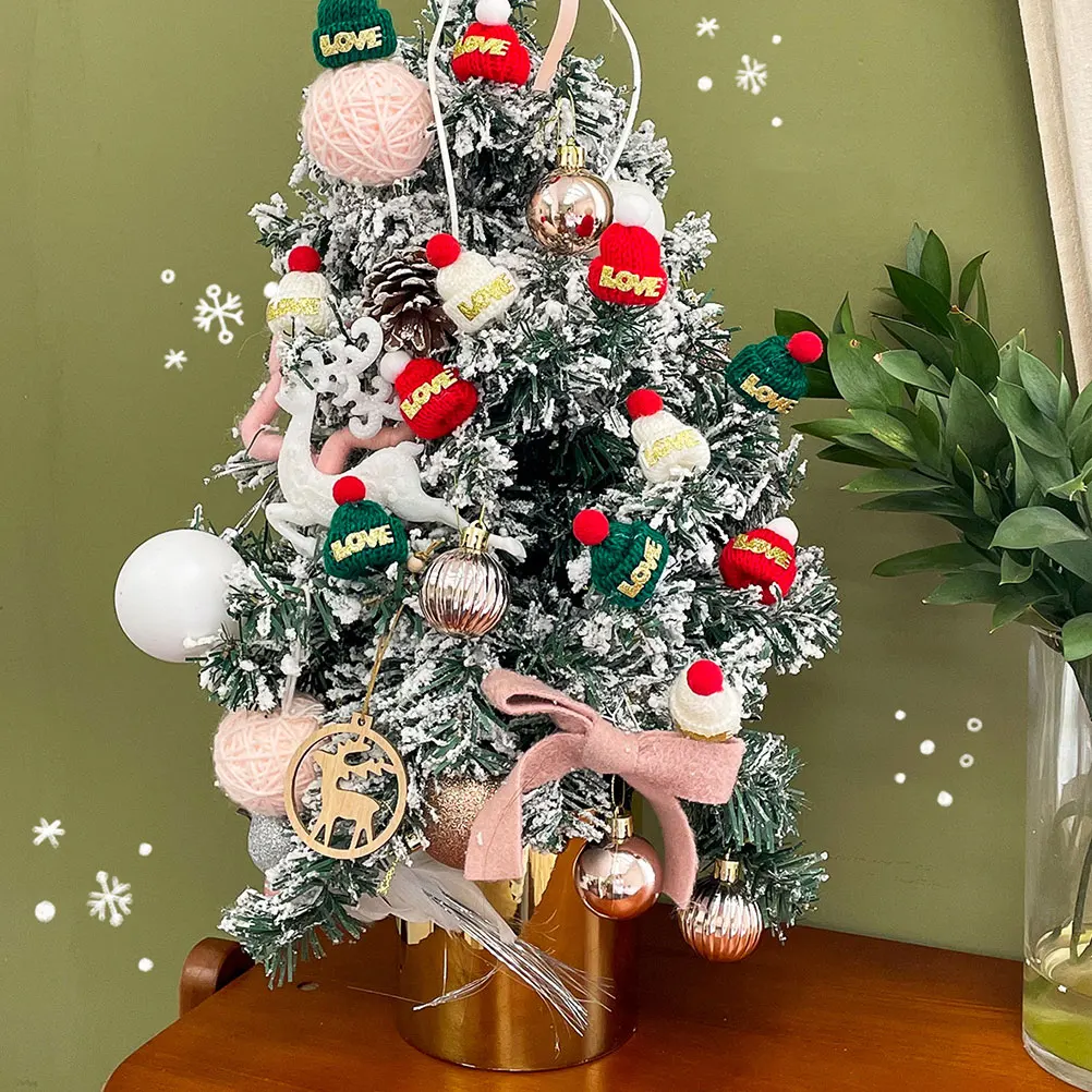 

15pcs Mini Christmas Hats Decorative Knitted Bottle Cap Party Accessories Xmas Decoration Tree Hanging Pendant Unique Small Hat