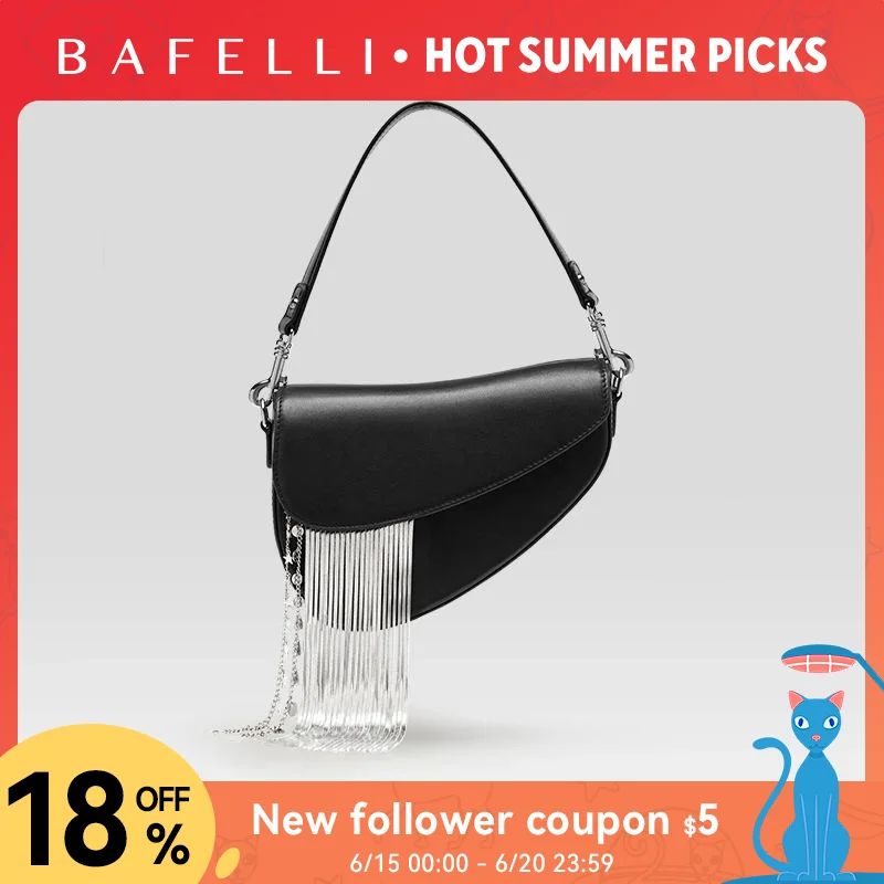 BAFELLI 2025 NEW LUXURY WOMAN BAGS LEATHER STYLISH INDIVIDUALITY FASHION TASSELS PURSE SHOULDER CROSSBODY HANDBAGS FEMALE SADDLE
