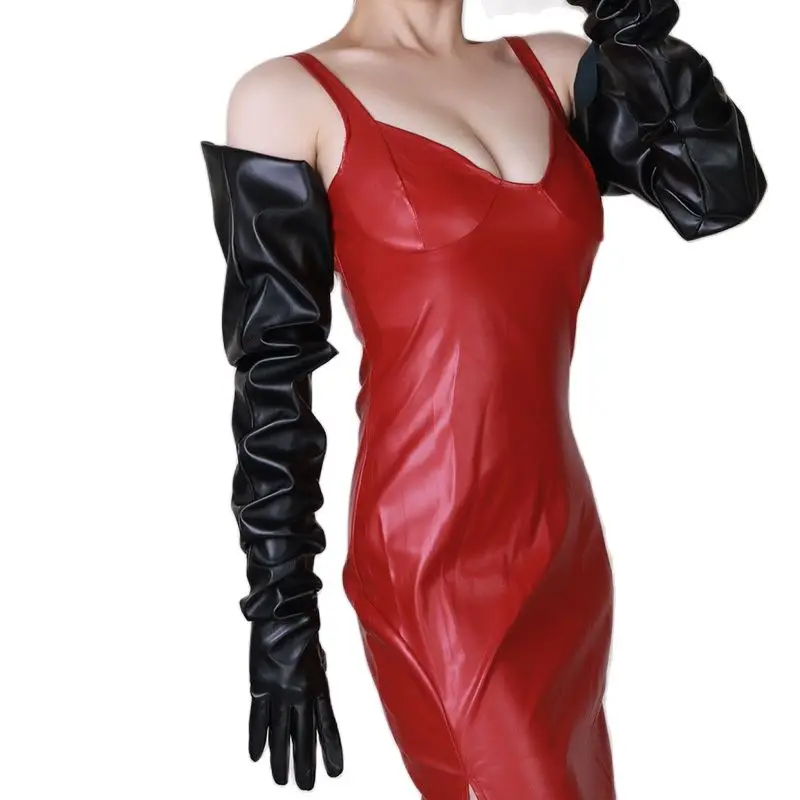 EXTRA LONG GLOVES Faux Leather PU 35