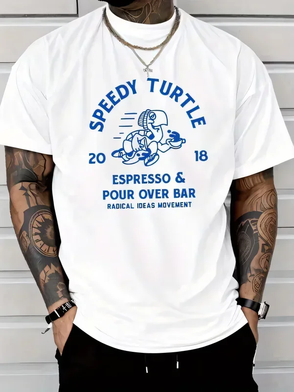 Speedy Turtle Graphic T-shirt Espresso Pour Over Bar Radical Ideas Movement 2018 Vintage Style Cotton Casual Tee Streetwear Top
