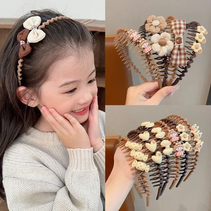 Korean Fashion Coffee Color Hair Clips Children Hair Comb Clip Girls Organizer Headwear Girls Kids Hair Accessories