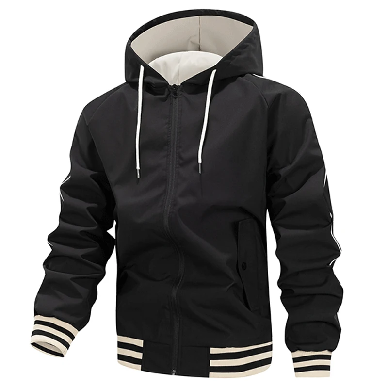 

EU Size Men Jackets Autumn Winter Windbreaker Solid Fashion Casual Hooded Jacket Loose Man Outwear Coat Outdoor Clothing Top