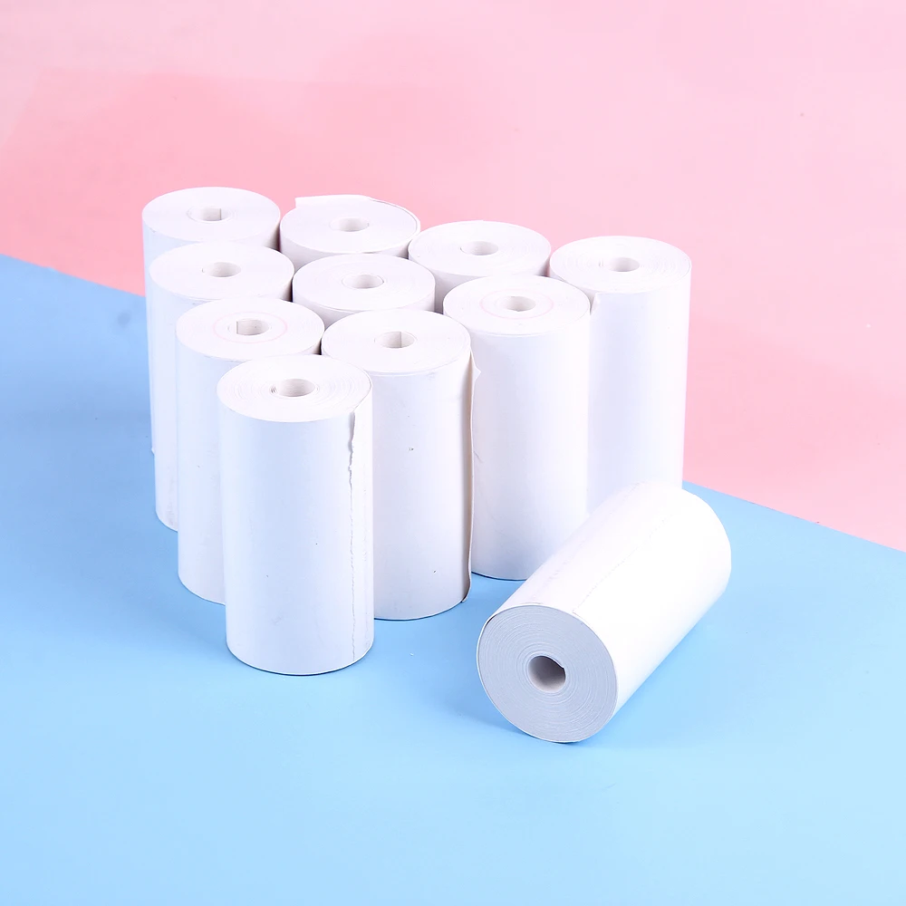 3 5 9 10 13Rolls White Colorful Adhesive Transparent Sticker Thermal Paper 57*25mm Direct Roll Paper For Mini Pocket Printer