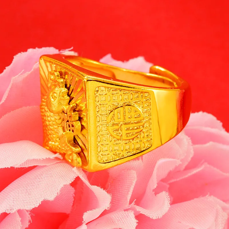 

Мужское открытое кольцо из 24-каратного золота (AU999) с жирной надписью «Гродовое золото» | Магнитный съемный хвост со светящимся покрытием, стильный для собраний.