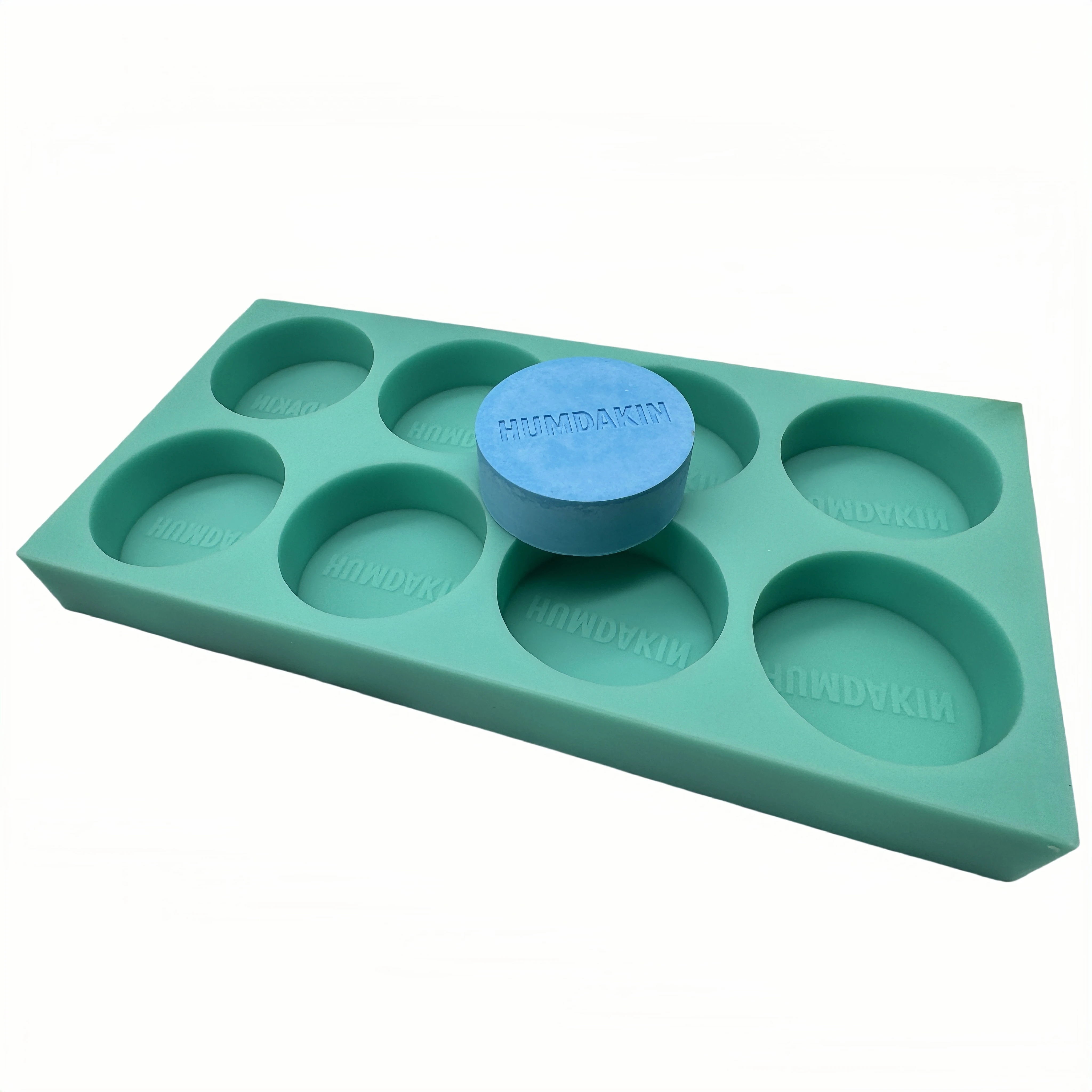 8 Cavities Round Custom Silicone Soap Mold with Brand Name for Handmade Soap Making