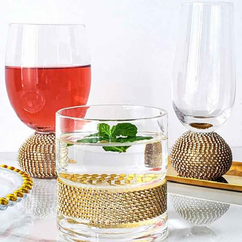 Nordic Bathroom Tumbler Cup Creative Diamond Glass Washing Mouth Cups Toothbrush Holder Drinking Whiskey Cup Light Luxury