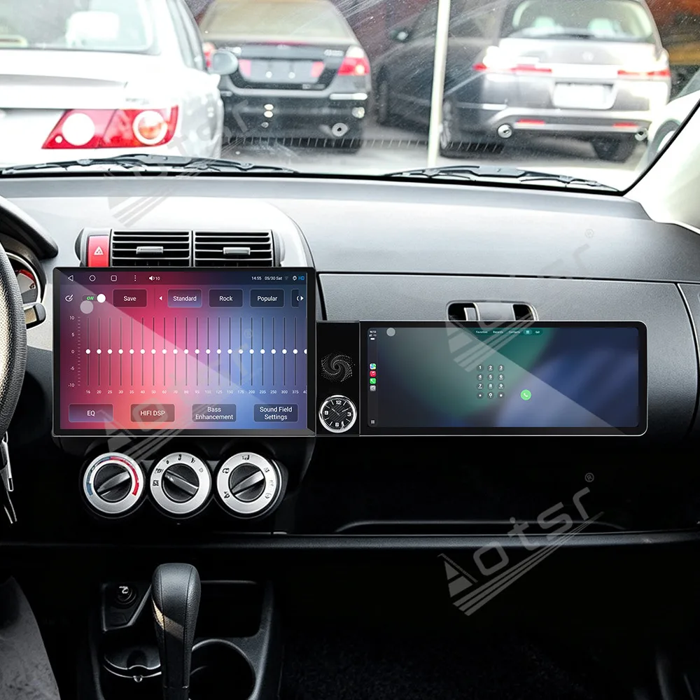 Aotsr Qualcomm Android 13 Radio For Honda Fit 2007-2014 Dual Screen GPS Multimedia Navigation Car Stereo Receiver player