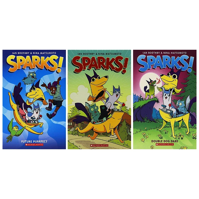 3 books/set, Sparks 1 2 3 Ian Boothby, Children's books aged 7 8 9 10 English book, Graphic Novels HJ-035